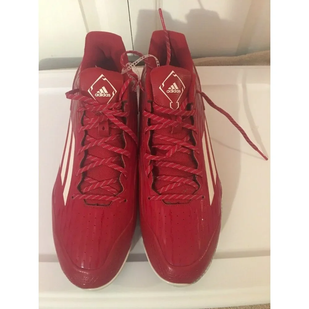 New Adidas Men's Sz 16‎ Power Alley 3 Metal Baseball Cleats Red S84760